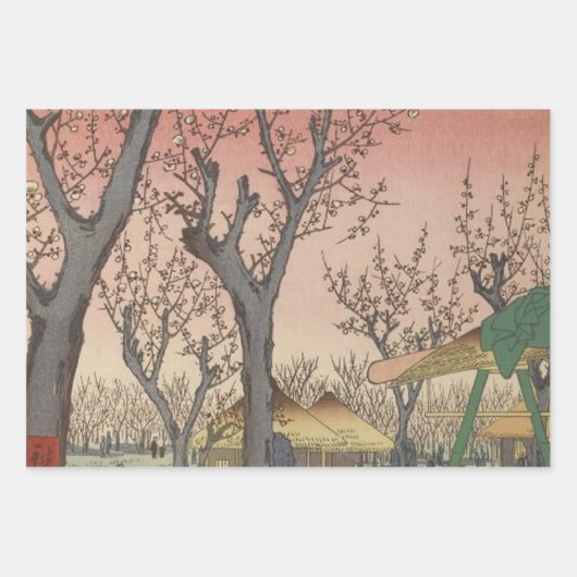 Baumblüten Pflaumengarten Japanisch Geschenkpapier Set (Vorderseite)