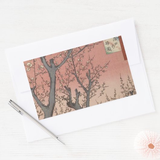 Baumblüten Pflaumengarten Japanisch Rechteckiger Aufkleber (Umschlag)