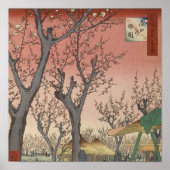 Baumblüten Pflaumengarten Japanischer Holzblock Poster (Vorne)