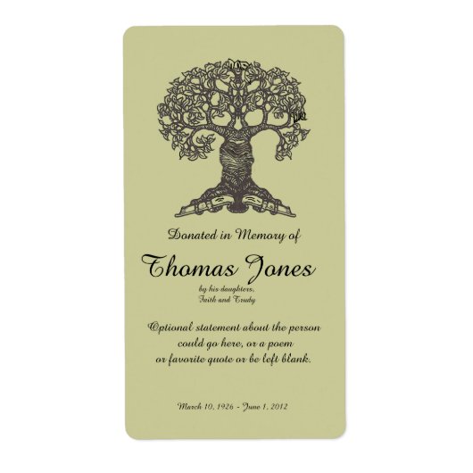 Baumbuch Gespendet in Erinnerung an Buchzeichen .. (Vorne)