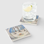 "Baumbucht" Stone-Untersetzer Steinuntersetzer (Seitenansicht)