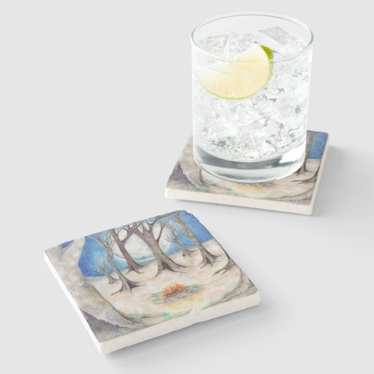 "Baumbucht" Stone-Untersetzer Steinuntersetzer (Seitenansicht)