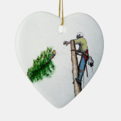 Baumchirurg Arborist am Werk Keramik Ornament (Rechts)