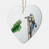 Baumchirurg Arborist am Werk Keramik Ornament (Links)