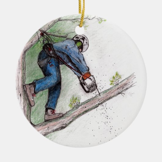 Baumchirurg Arborist Keramikornament (Vorne)
