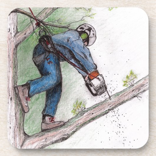 Baumchirurg Arborist Lumberjack Getränkeuntersetzer (Vorderseite)