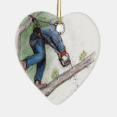 Baumchirurg Arborist Lumberjack Keramikornament (Rechts)