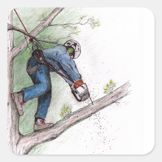 Baumchirurg Arborist Lumberjack Quadratischer Aufkleber (Vorderseite)