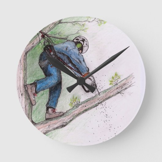 Baumchirurg Arborist Lumberjack Runde Wanduhr (Vorderseite)