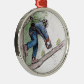 Baumchirurg Arborist Lumberjack Silbernes Ornament (Rechts)