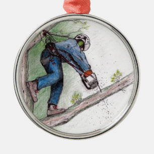 Baumchirurg Arborist Lumberjack Silbernes Ornament