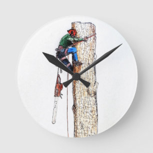 Baumchirurg Arborist Runde Wanduhr