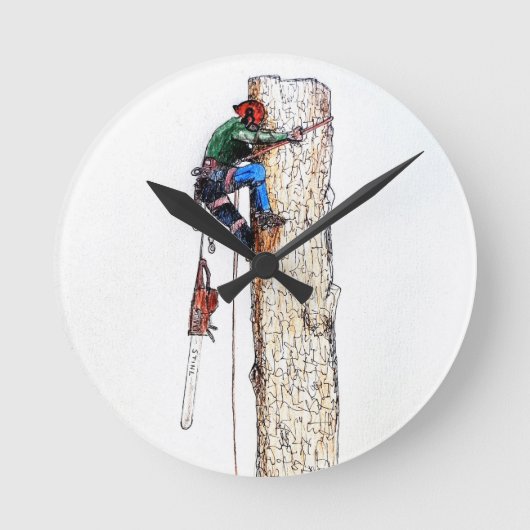 Baumchirurg Arborist Runde Wanduhr (Vorderseite)