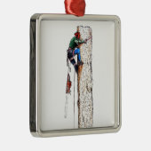 Baumchirurg Arborist Silbernes Ornament (Rechts)