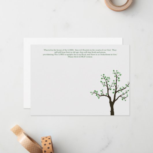 Baumdesign flache Mitteilungskarten gepflanzte Bib (Vorderseite/Rückseite Beispiel)