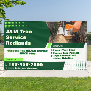 Baumdienst Arborist Baumstumpf Fräse Zaun anpassen Banner