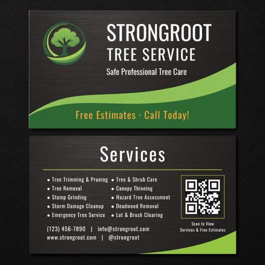 Baumdienst Arborist QR-Code Metallisch Visitenkarte