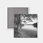Bäume am Fluss B&W Magnet (Vorderseite/Rückseite)