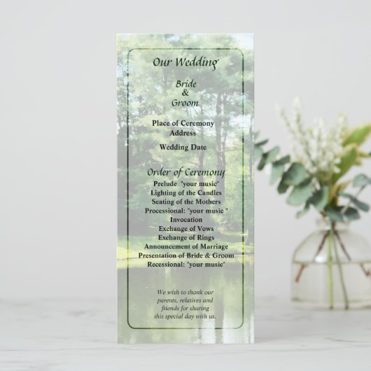 Bäume am Lake Wedding Program Programm (Stehend Vorderseite)