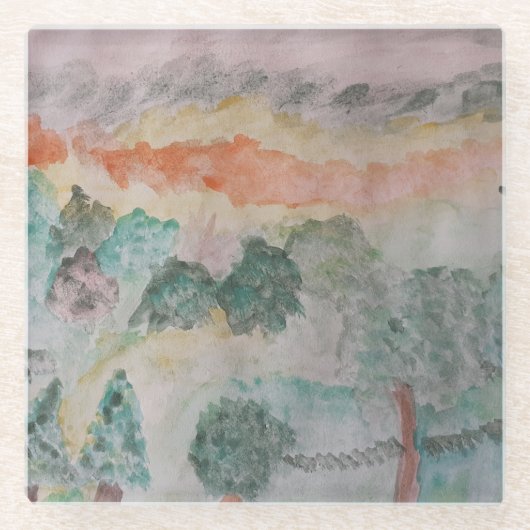 Bäume an der Bucht Glasuntersetzer (Vorderseite)