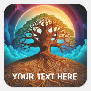 Bäume auf dem Platz des Lebens Quadratischer Aufkleber