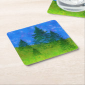 Bäume auf einem Hügel Rechteckiger Pappuntersetzer (angewinkelt)