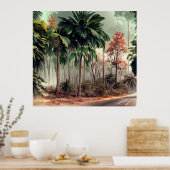 Bäume auf einer Seite der Landstraße Poster (Küche)
