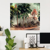 Bäume auf einer Seite der Landstraße Poster (Heimbüro)