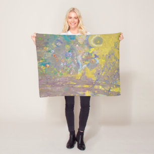 Bäume auf gelbem Hintergrund, Redon Fleecedecke