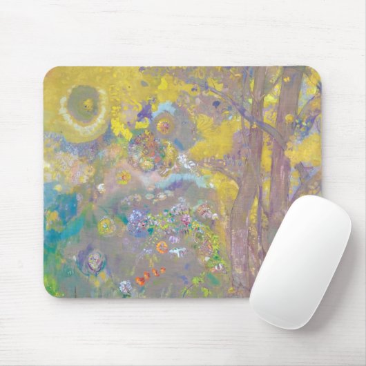 Bäume auf gelbem Hintergrund, Redon Mousepad (Mit Mouse)