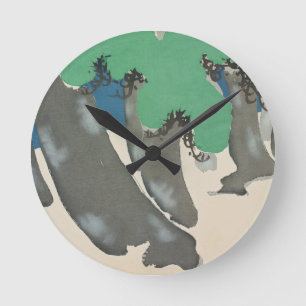 Bäume aus Momoyogusa-Blume eines hundert Generats Runde Wanduhr