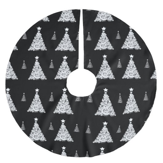BÄUME AUS SCHWARZ UND WEISS POLYESTER WEIHNACHTSBAUMDECKE (Vorderseite)