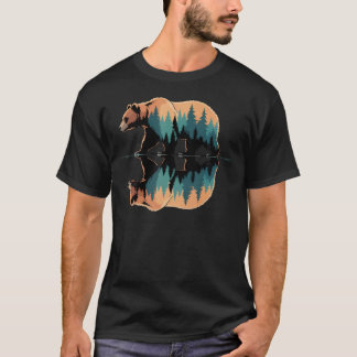 Bäume Bär Spiegelung Wildtiere Natur Wald T-Shirt