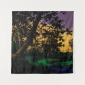 Bäume bei Sonnenuntergang Wandteppich (Vorderseite)