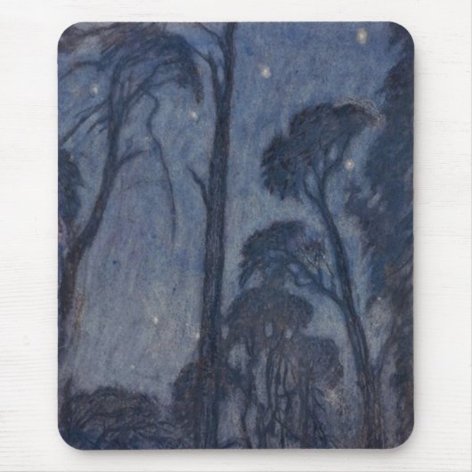 Bäume bei Twilight (von Edward Robert Hughes) Mousepad (Vorne)