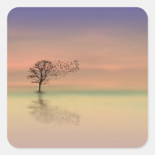 Bäume blasen im Wind Quadratischer Aufkleber