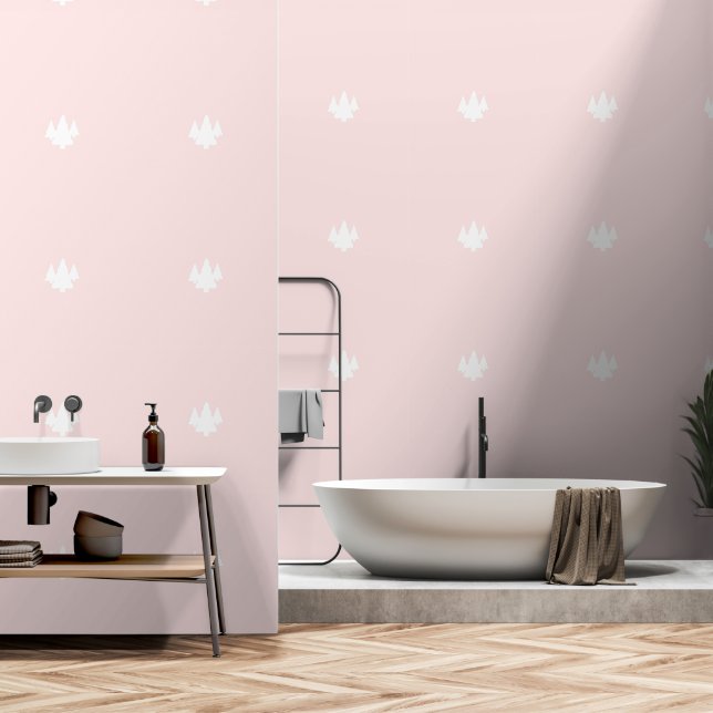 Bäume Blassrosa  Tapete (Badezimmer)