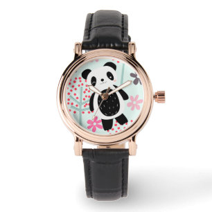 Bäume, Blume und Panda-Bären Armbanduhr