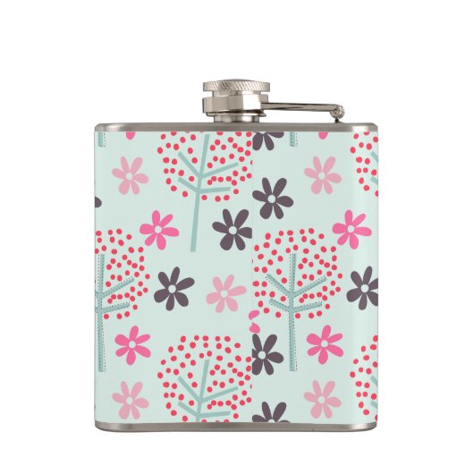 Bäume, Blume und Panda-Bären Flachmann (Rückseite)