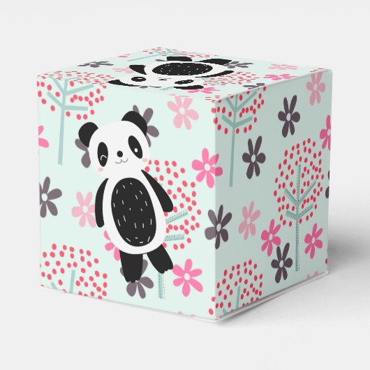 Bäume, Blume und Panda-Bären Geschenkschachtel (Rückseite)