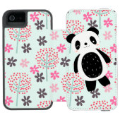 Bäume, Blume und Panda-Bären Incipio iPhone Geldbeutel-Hülle (Folio Geöffnet)