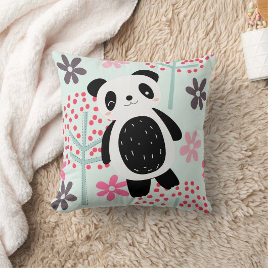 Bäume, Blume und Panda-Bären Kissen (Decke)