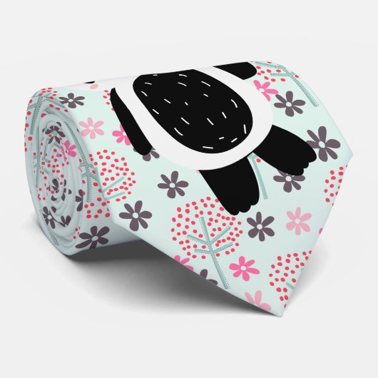 Bäume, Blume und Panda-Bären Krawatte (Gerollt)