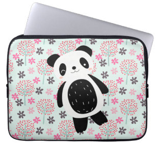 Bäume, Blume und Panda-Bären Laptopschutzhülle