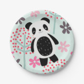 Bäume, Blume und Panda-Bären Pappteller (Vorderseite)