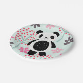 Bäume, Blume und Panda-Bären Pappteller (Schrägansicht)