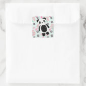Bäume, Blume und Panda-Bären Quadratischer Aufkleber (Tasche)