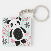 Bäume, Blume und Panda-Bären Schlüsselanhänger (Rückseite)
