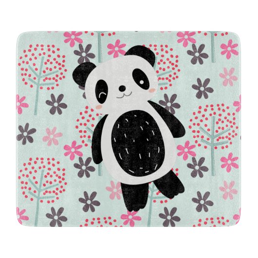 Bäume, Blume und Panda-Bären Schneidebrett (Vorderseite)