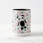 Bäume, Blume und Panda-Bären Zweifarbige Tasse (Mittel)